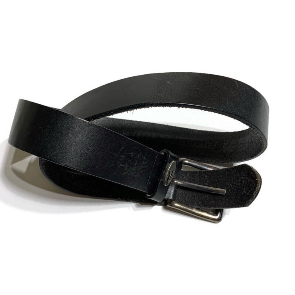 Point Zero Leather Belt‎ Mens 34 Black Good Casual Formal Silver Buckle